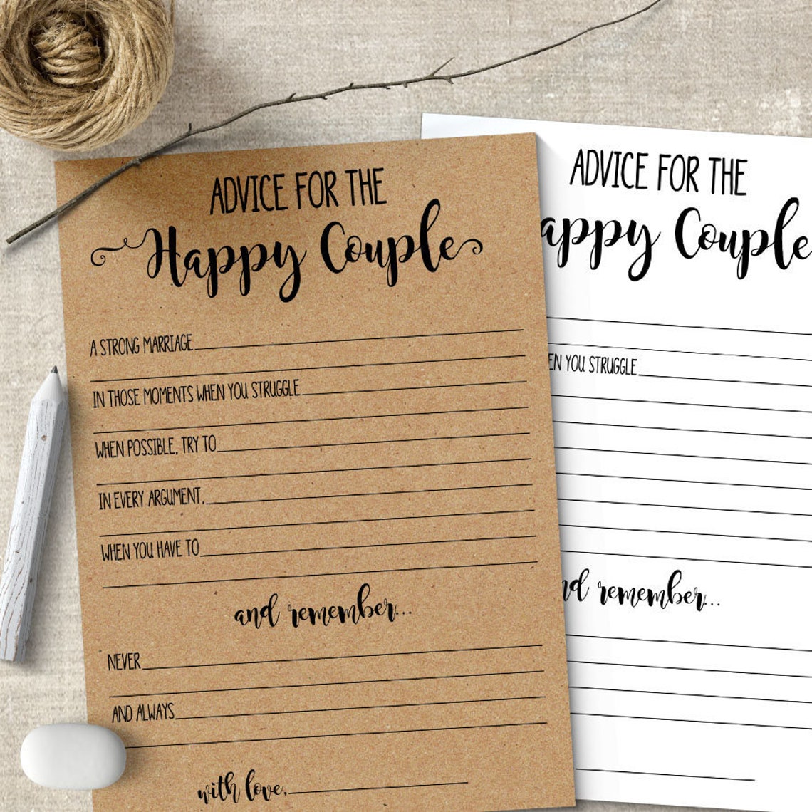 Advice for the Happy Couple Bridal and Couples Shower Games | Etsy