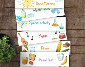 Kids Visual Schedule, printable daily routine for toddlers, instant download, A909