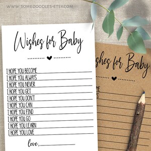 Jeux et activités de douche de bébé, cartes imprimables de souhaits pour bébé, PDF, G907