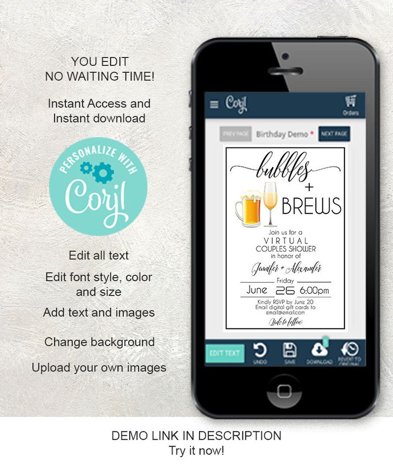 Virtual Bubbles and Brews Couples Shower Online Party Etsy