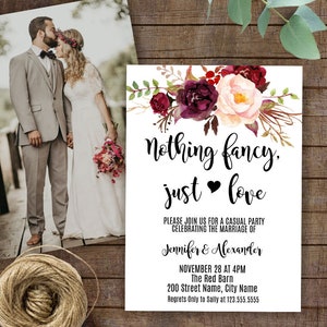 Elopement wedding invitation, wedding reception, Instant Download, Edit with Corjl, A858