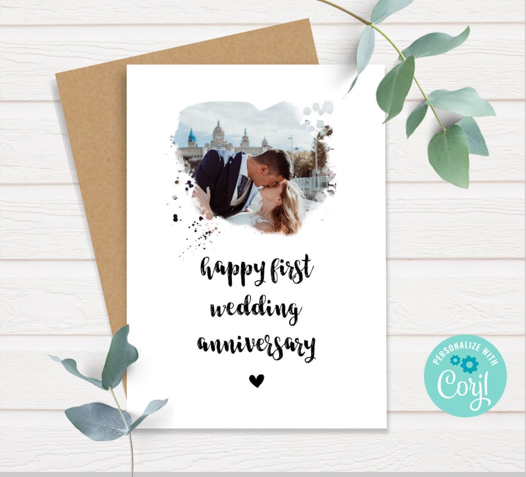 First Wedding Anniversary Card, Printable Card, Paper Anniversary ...