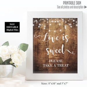 Rustic Wedding Dessert Table Sign: Printable Sweet Treat Decor (Printable Digital Files) A1302