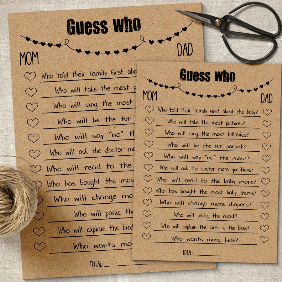 Baby Shower Games Printable Guess Who Game PDF G901 - Etsy