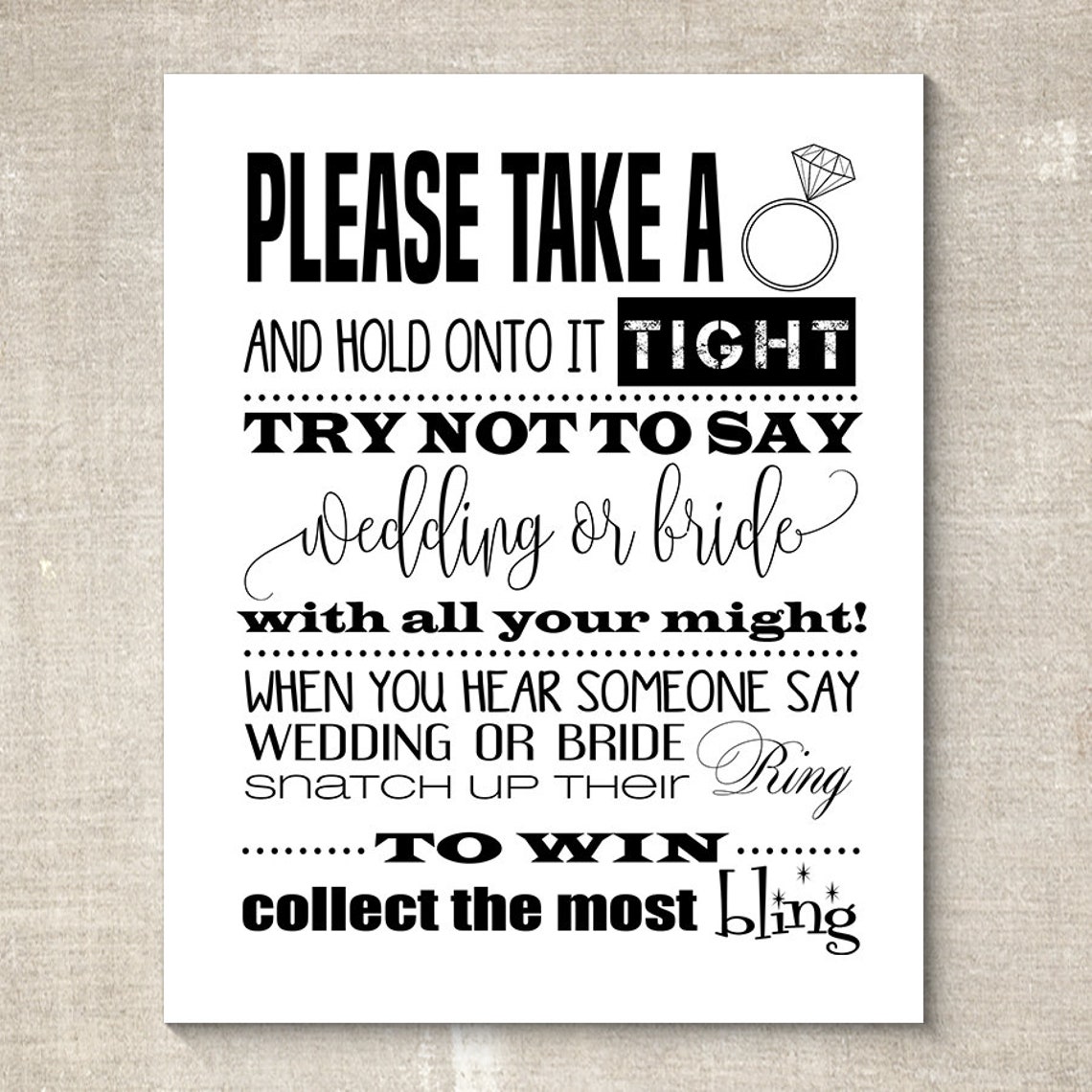 Ring Game Wedding Games Bridal Shower Game Printable PDF Etsy