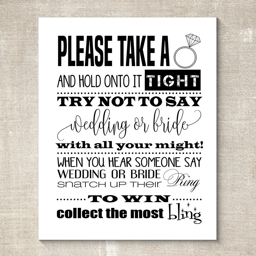 Ring Game Wedding Games Bridal Shower Game Printable PDF Etsy