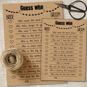 Bridal Shower Games, Printable Guess Who game, PDF, G101 image 2