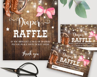 Diaper Raffle Tickets and Sign, Printable Files, Instant Download, Not Editable Digital Files, A756