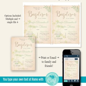 Baptism Invitation Printable Editable Template Instant - Etsy