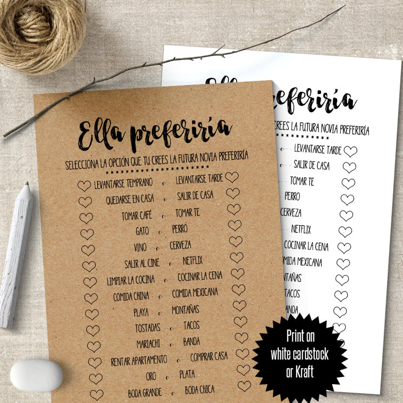 SPANISH Bridal Shower Games Ella Preferiria Wedding Games - Etsy