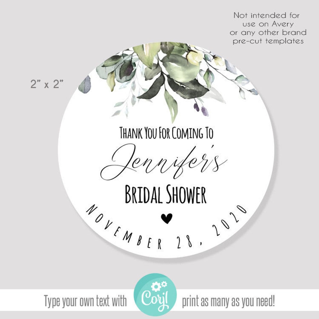 Printable Round Tag, Watercolor Greenery, Boho Wedding, Printable Editable Template, Edit With ...