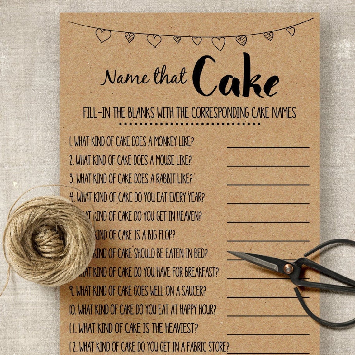 Name That Cake Game Bridal Shower Games Printable Game PDF | Etsy