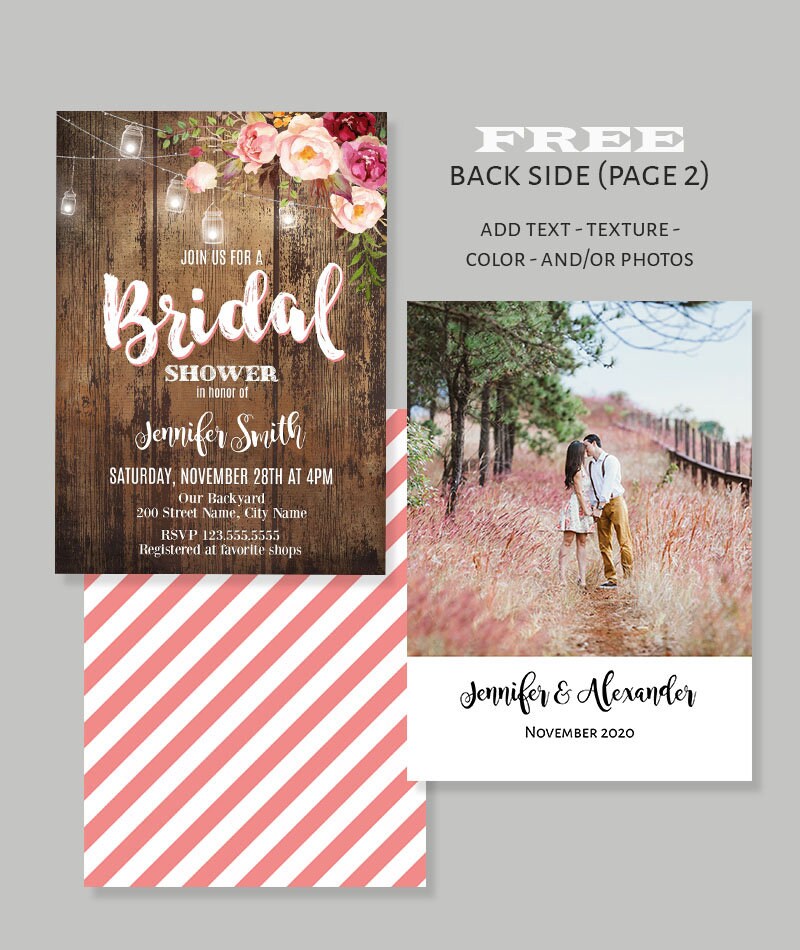 Floral Rustic Bridal Shower Invitation Printable | Etsy
