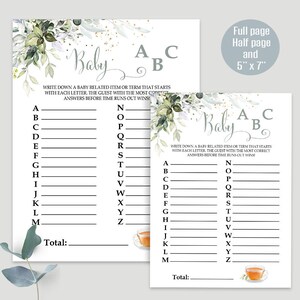 Baby Shower Games, Printable Baby ABC Game, Instant Download Not ...