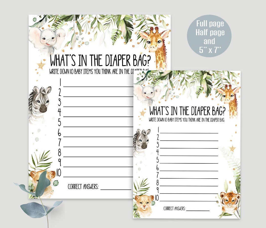 Safari Baby Shower Games and Activities Printable What's Etsy UK