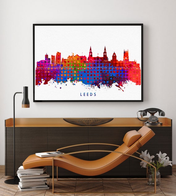 Leeds City Print Leeds Skyline Leeds Wall Art Decor Birthday Gift Leeds Home Decor Giclee Print Bedroom Decorations N1013