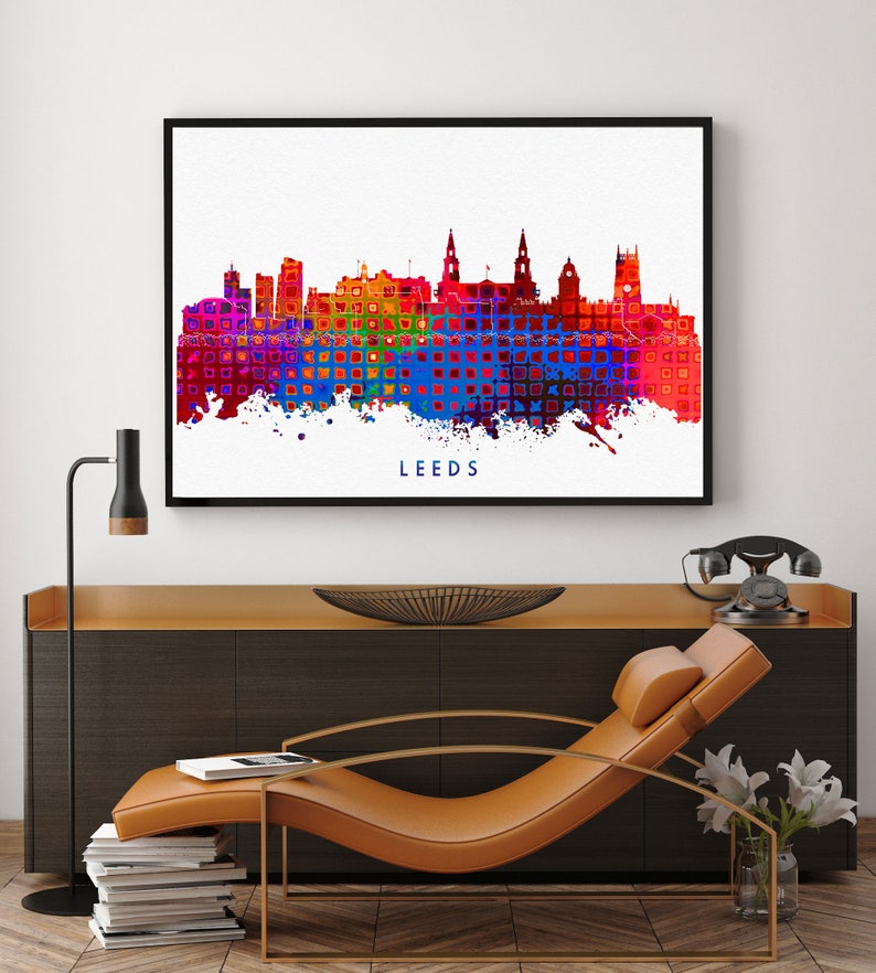 Leeds City Print Leeds Skyline Leeds Wall Art Decor Birthday Gift Leeds Home Decor Giclee Print Bedroom Decorations N1013