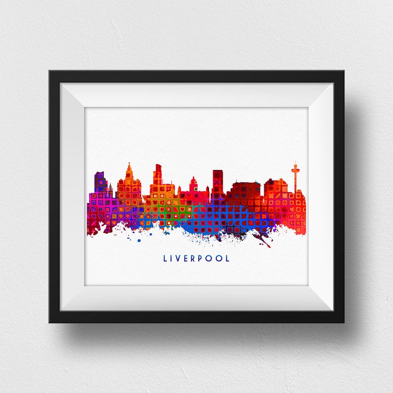 Liverpool Skyline Liverpool City Print Liverpool Wall Art Etsy