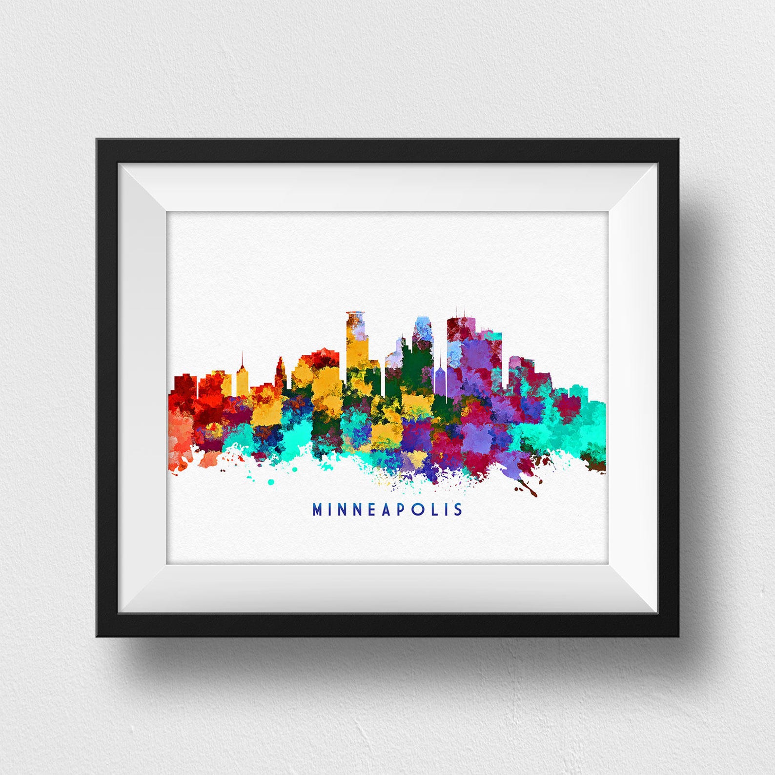 Minneapolis Skyline Minneapolis Wall Art Watercolour Print Etsy