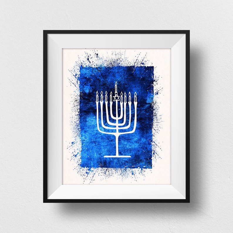Menorah Print Hanukkah Print Jewish Wall Art Menorah Etsy