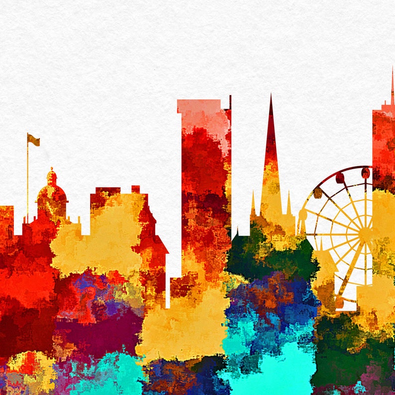 Birmingham City Print Birmingham Skyline Birmingham Wall Art Etsy