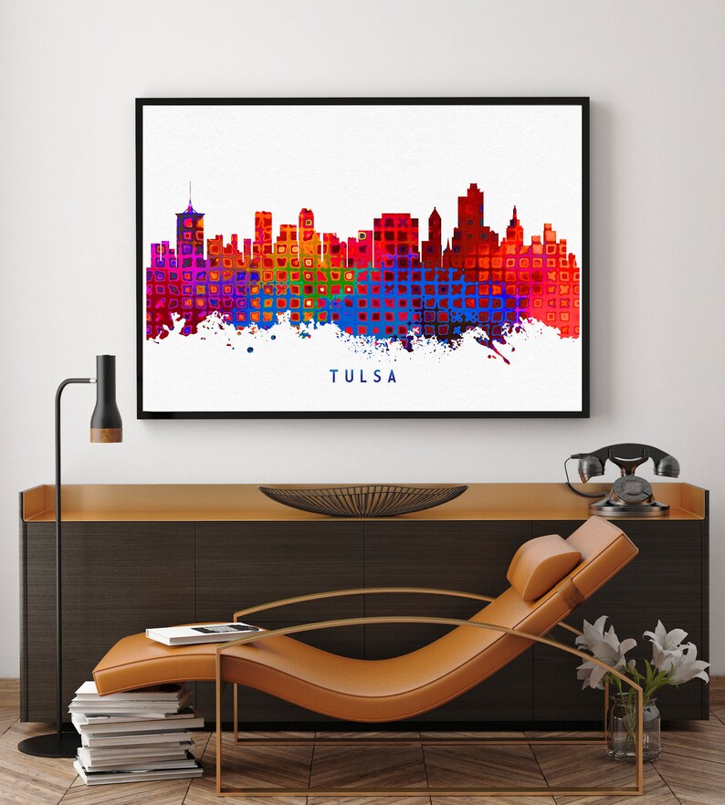 Tulsa Skyline Print Tulsa Painting Tulsa Art Tulsa Wall Etsy