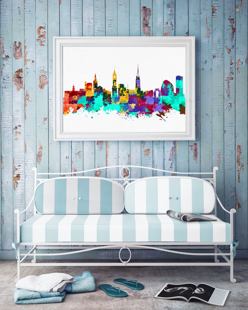Leicester City Print Leicester Skyline Leicester Wall Art ...