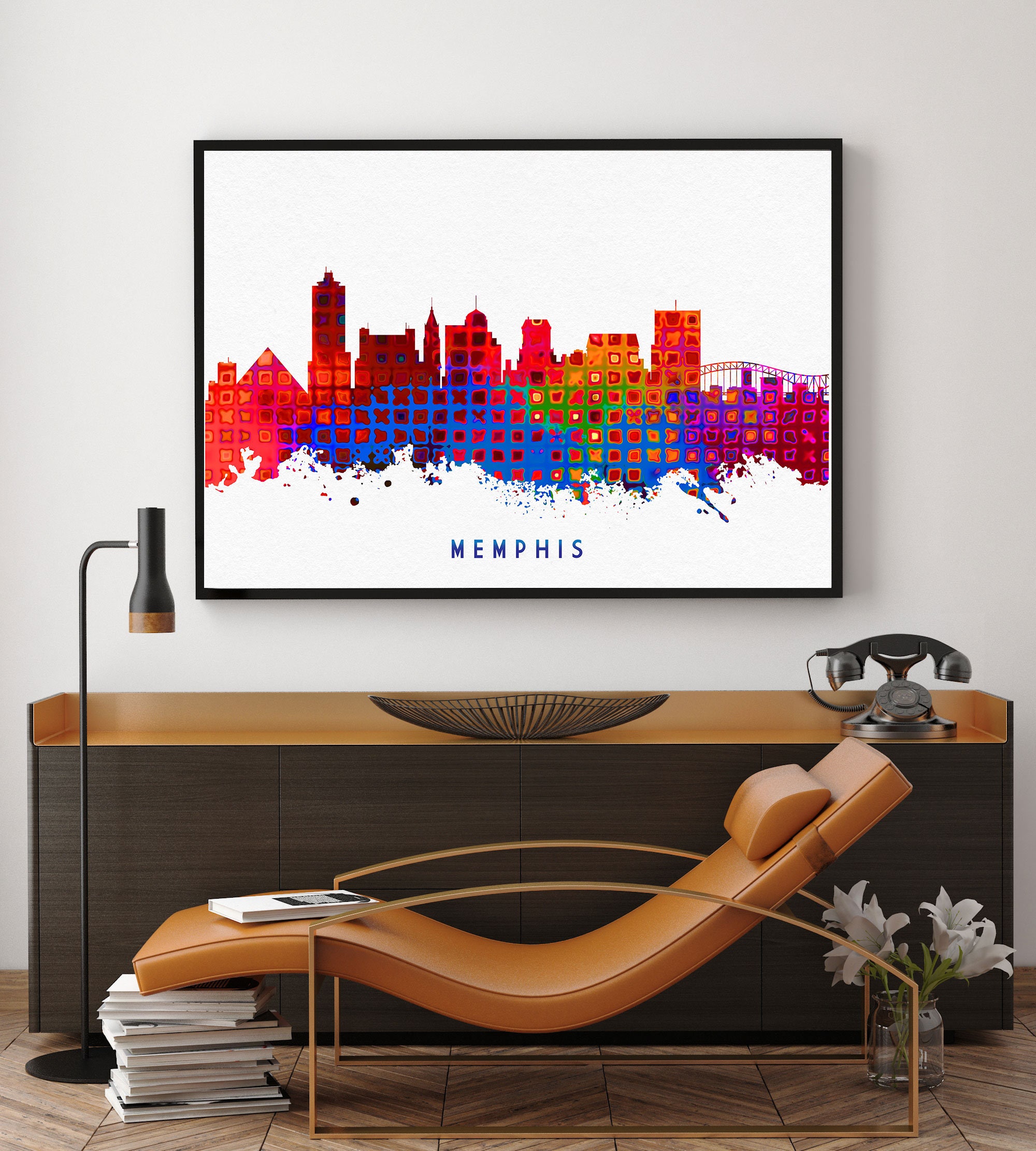 Memphis Skyline Print Memphis Painting Memphis Art Memphis Etsy