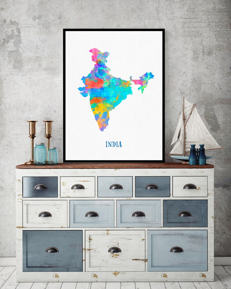 India Map Wall Art India Map Print Map Of India Poster | Etsy