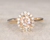 1.5ctw 6x8mm Oval Moissanite Engagement ring! 14k yellow gold,Solitaire,Plain gold wedding band,Gemstone Promise Bridal Ring,Halo