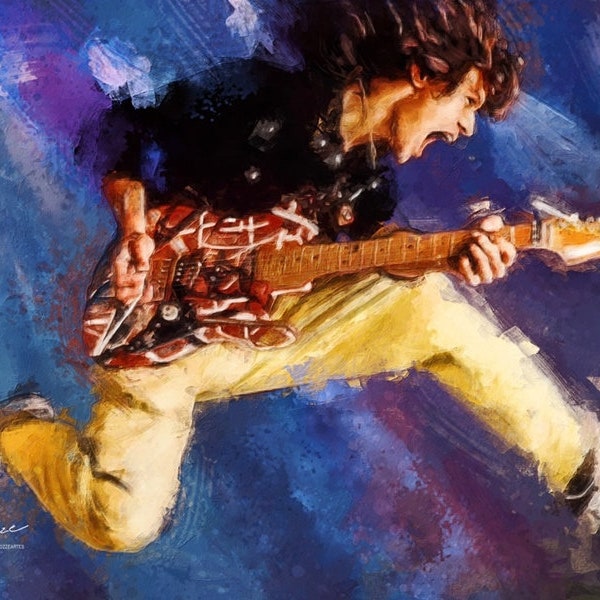 Eddie Van Halen JUMP! Portrait Fanart / Instant Digital Download / Rock Music Poster / Printable Wall Art / T Shirt Rock Art / T Shirt Art
