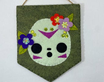 Floral Horror Felt Wall Hanging, Cottage core room decor