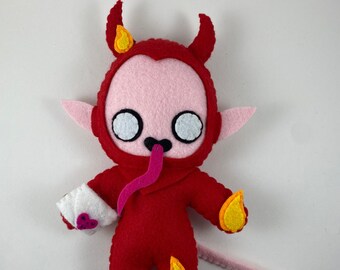 Demon doll, Valentine’s Day, Demon girl, fiery devil, felt art doll, red