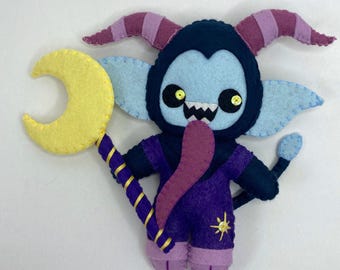 Krampus felt art doll, Witchy Decor, Krampusnaught gift, Celestial Decor