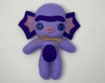 Lagoon creature felt art doll, classic monster decor, pastel goth art, pastel horror plush, purple creature