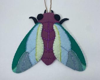 Cicada Felt Wall Art, Insect Room Decor, Fly Art