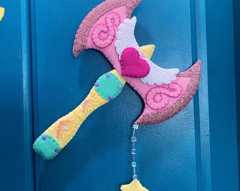 Magical Girl Axe Felt Wall Art, Anime Room Decor, Pastel Wall Hanging