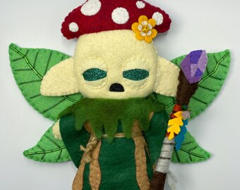 Mushroom Fairy Art Doll, Woodland Decor, Cottagecore Decor