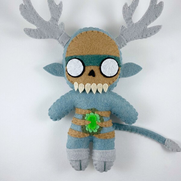 Wendigo cryptid felt art doll, cryptozoology art,gift for cryptid lover