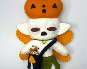 Halloween Pumpkin Fairy Felt Art Doll, Halloween Decor