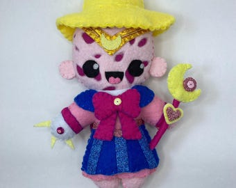 Magical Girl Slasher Horror Felt Art Doll, Pastel Goth Decor, Anime Art