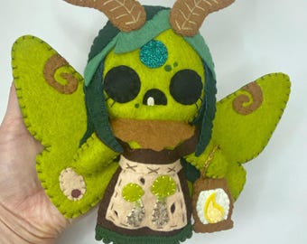 Swamp Moth Felt Art Doll: Goblin Core Cottagecore Decor