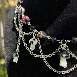 The Fungi Fatale Choker Layered Mushroom Fairy Choker Dark Alt Grunge Fairy Choker Mushroom Fae Choker Black Red Mushroom Choker image 2