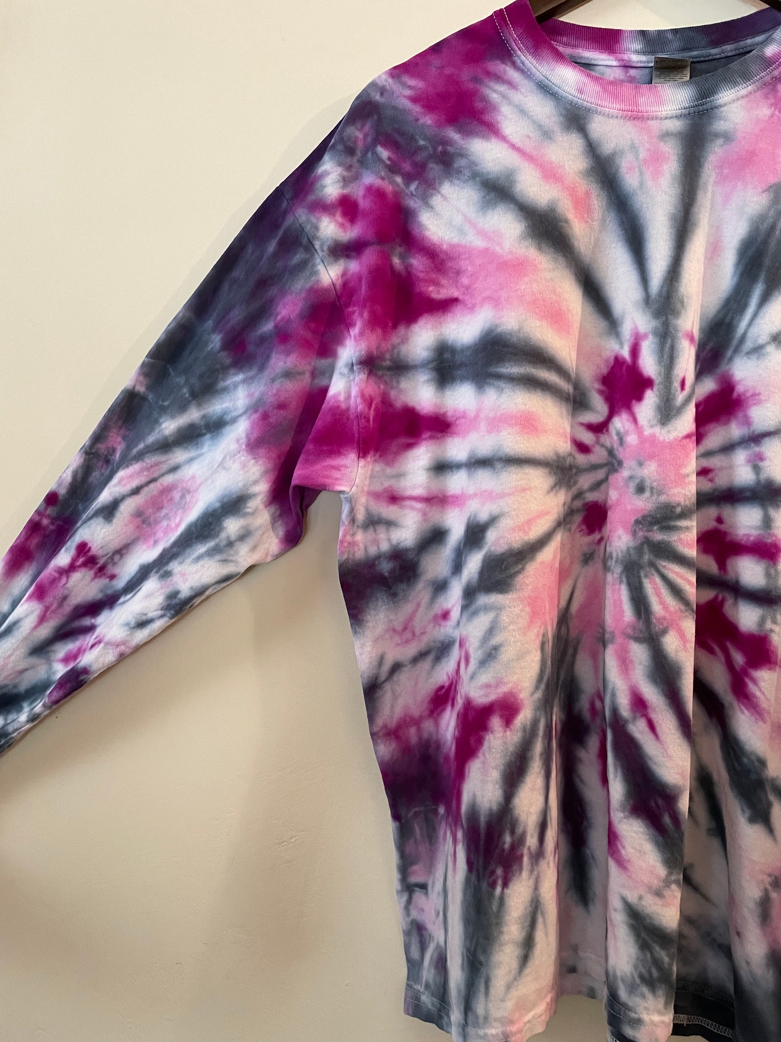 Pink & Black Long Sleeve Tie Dye Shirt Pink and Black Spiral | Etsy