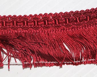 Red fringe with gimp, 2 " wide sewing trim, crafts, Costume, Home decor