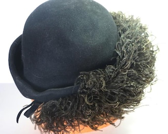 1940s Jeanne Tete Brown Wool Felt Perch Hat – Sculptural Tilt Style Vintage hat, 1940s style - Gem main image 2