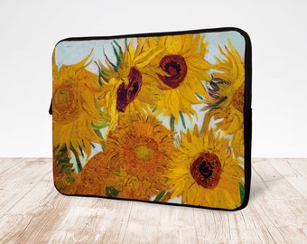 Starry Night and Sunflowers Oil Painting Laptop Sleeve Bag Evecase Neoprene Universal Sleeve Zipper Protective Cover Case 17 Inch for Notebook