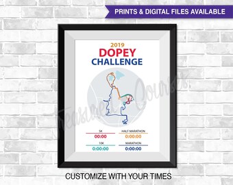 2019 Dopey Challenge- Digital File & Print options available, Custom Map, Race Map, GPS Map, Running Map, Course Route, Race Results