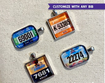 Large Custom Race Bib Charm, Marathon, 26.2, Half Marathon, Dopey, Boston, NYC, 13.1, race charm, running gift, running jewelry