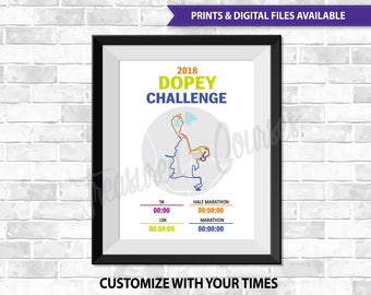 2018 Dopey Challenge- Digital File & Print options available, Custom Map, Race Map, GPS Map, Running Map, Course Route, Race Results